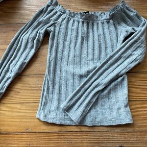 Primark Off the Shoulder Grey Knit Long Sleeve